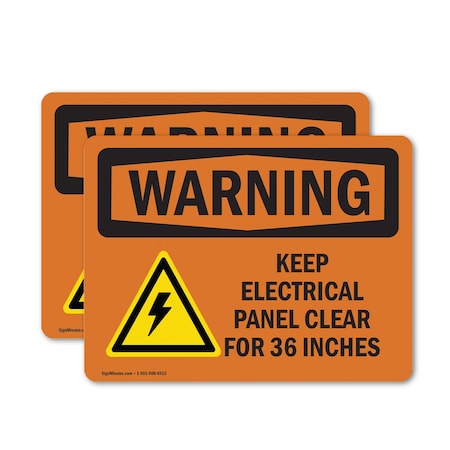 Signmission Keep Electrical Panel Clear With Symbol OSHA Warning Sign, Vinyl Decal, 10in W x 7in L, 2PK OS-2PACK-WS-D-710-L-12209